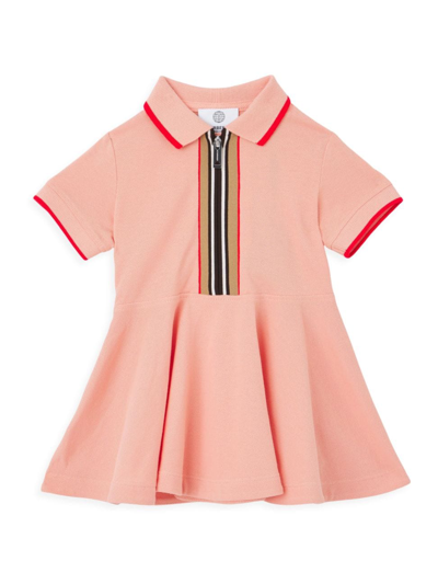 Shop Burberry Baby's & Little Girl's Polo Stripe Dress In Light Clay Pink