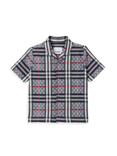 Shop Burberry Baby's & Little Boy's Jacquard Vintage Check Shirt In Pale Blue Check