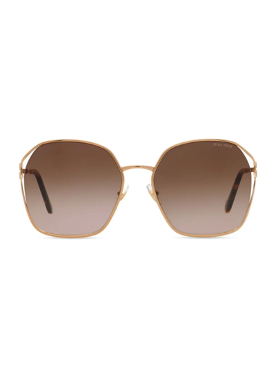 Shop Miu Miu Women's 60mm Geometric Sunglasses In Brass
