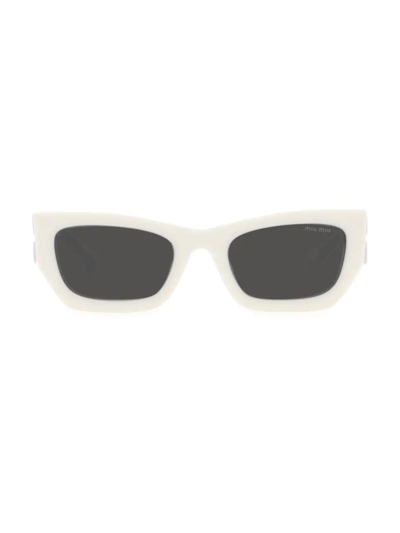 Shop Miu Miu Women's 53mm Rectangle Sunglasses In White