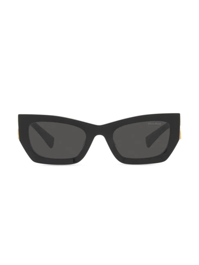 Shop Miu Miu 53mm Rectangle Sunglasses In Black