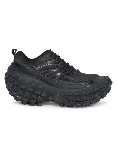 Shop Balenciaga Men's Defender Platform-sole Sneakers In Black