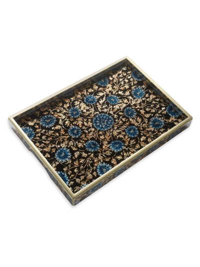 Shop Nomi K Hand-painted Floral Tray In Blue