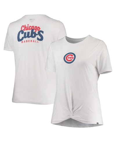 New Era Women's  White Chicago Cubs Plus Size 2-hit Front Knot T-shirt In White