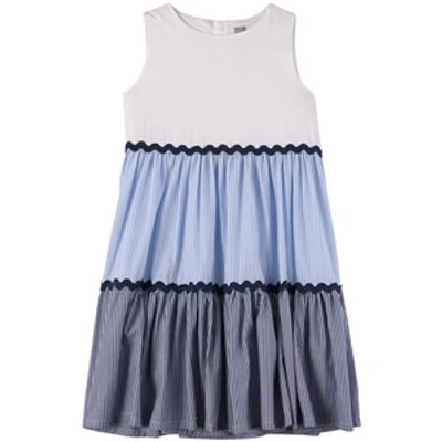 Shop Il Gufo Blue Colourblock Sleeveless Dress
