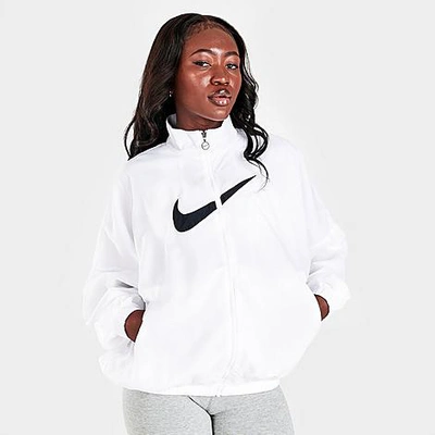 Shop Nike Women's Sportswear Essential Woven Jacket In White/black