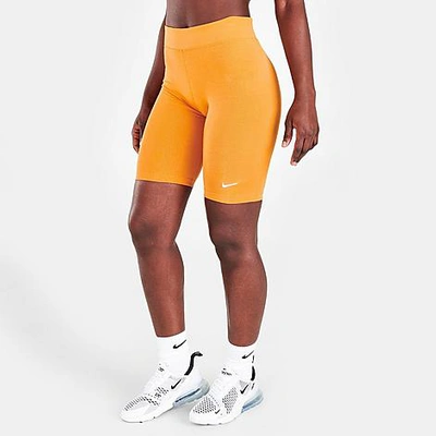 Shop Nike Women's Sportswear Essential Bike Shorts In Light Curry/white