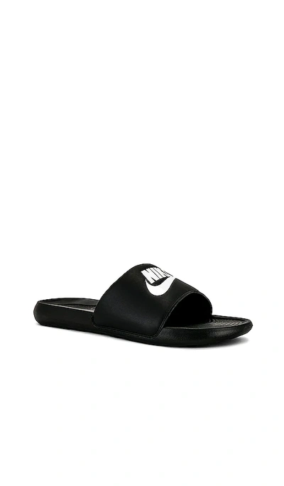 Nike Victori One Slides In Black And White In Black & White
