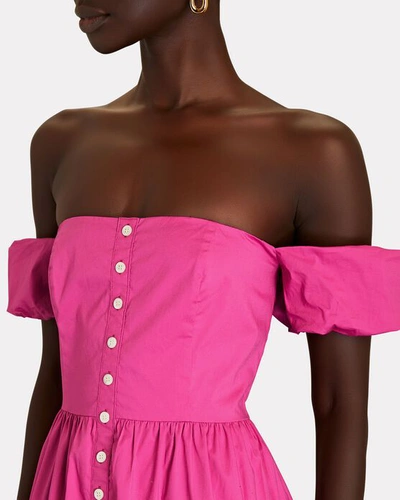 Shop Staud Elio Poplin Midi Dress In Pink