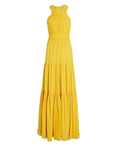 Shop Veronica Beard Florencia Silk Maxi Dress In Yellow