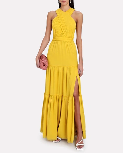Shop Veronica Beard Florencia Silk Maxi Dress In Yellow