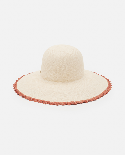 Shop Borsalino Violet Panama Straw Hat In Beige