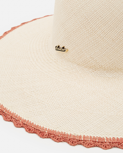 Shop Borsalino Violet Panama Straw Hat In Beige