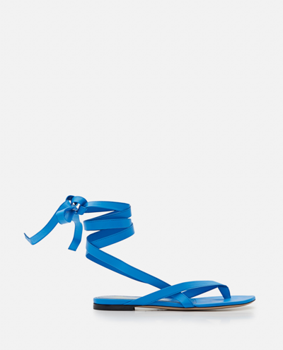 Shop Attico The  Lace-up Beth Flat Sandals In Blue