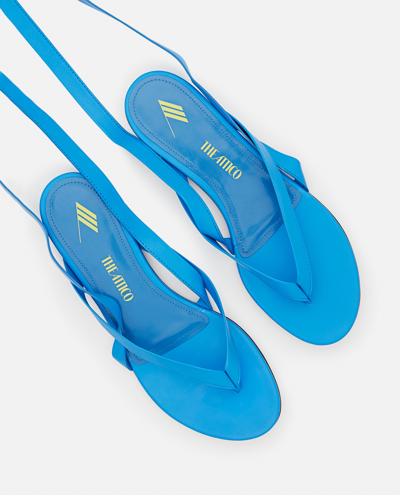 Shop Attico The  Lace-up Beth Flat Sandals In Blue