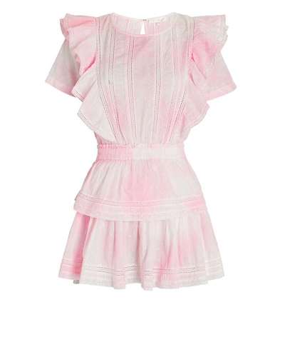 Shop Loveshackfancy Natasha Ruffled Cotton Mini Dress In Pink