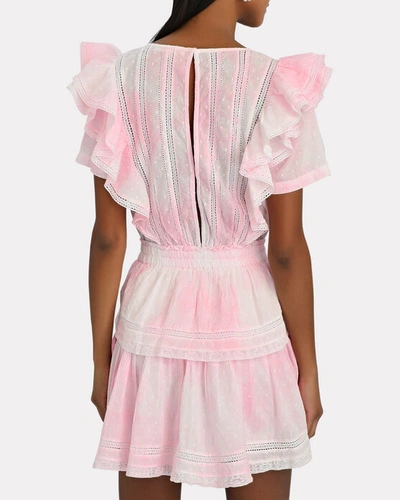 Shop Loveshackfancy Natasha Ruffled Cotton Mini Dress In Pink