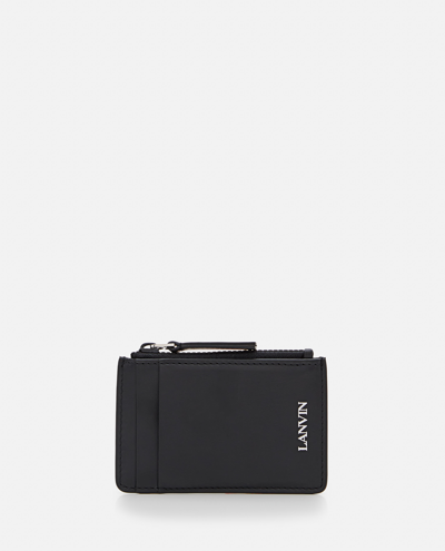 Shop Lanvin "curb" Leather Card Holder In Black