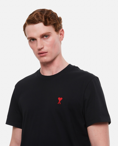 Shop Ami Alexandre Mattiussi Ami Paris Logoed Cotton T-shirt In Red