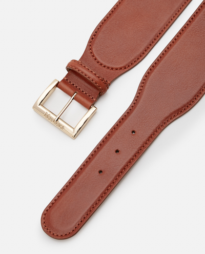 Shop Max Mara Logo Leather Belt In Brown