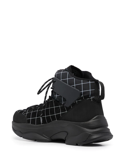 Undercover Lace-up Checked Ankle Boots In Schwarz