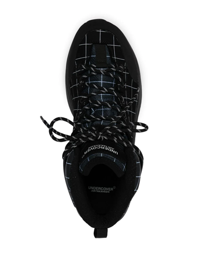 Undercover Lace-up Checked Ankle Boots In Schwarz