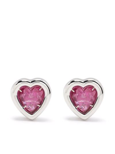 Shop Ambush Heart Stone Earrings In Silver