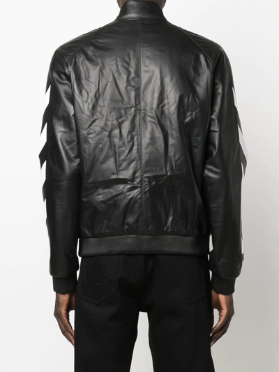 Off-white Diag-stripe Leather Jacket In Black