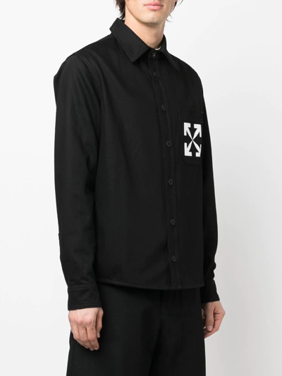 Shop Off-white Single Arrow Denim Shirt In Black