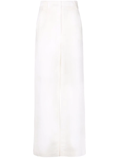 Shop Patrizia Pepe High-waisted Straight-leg Trousers In Weiss