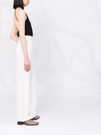 Shop Patrizia Pepe High-waisted Straight-leg Trousers In Weiss