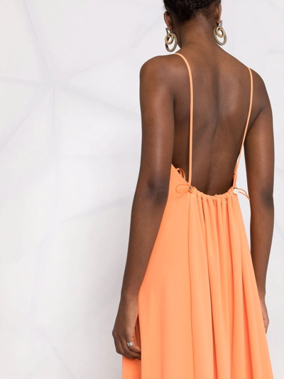 Shop Patrizia Pepe V-neck Backless Dress In Orange