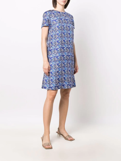 Shop La Doublej Shell-print Swing Dress In Blau