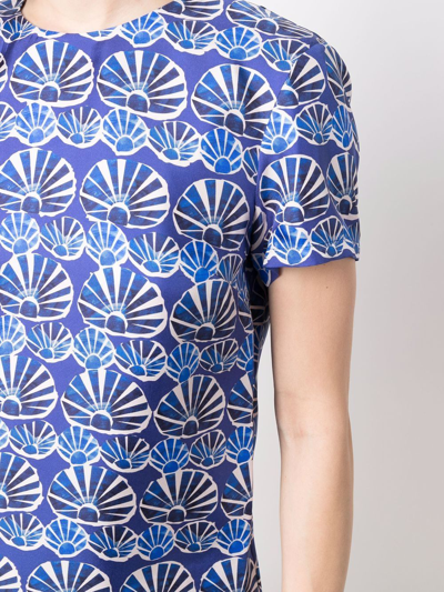 Shop La Doublej Shell-print Swing Dress In Blau