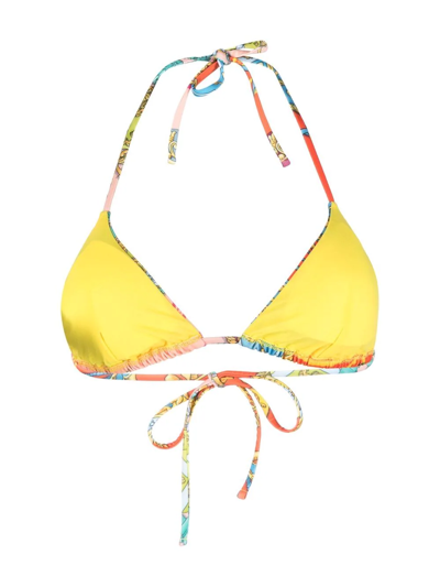 Shop Versace Royal Rebellion Bikini Top In Gelb