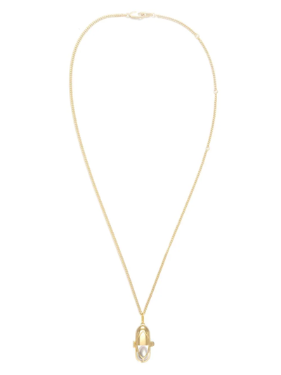 Capsule Eleven Freshwater Pearl Capsule Pendant Necklace In Gold