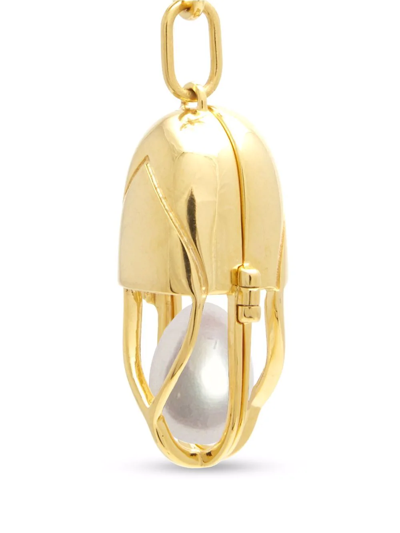 Capsule Eleven Freshwater Pearl Capsule Pendant Necklace In Gold