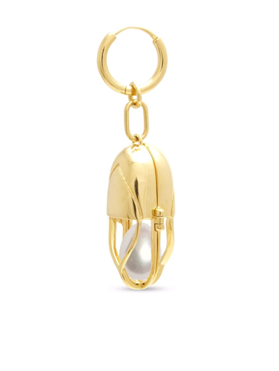 Shop Capsule Eleven Capsule-pearl Hoop-earrings In Gold