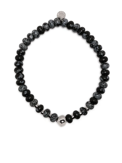 Shop Tateossian Mixed Beaded Bracelet In Schwarz