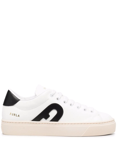 Shop Furla Low-top Lace-up Sneakers In White