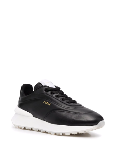 Shop Furla Low-top Lace-up Sneakers In Black