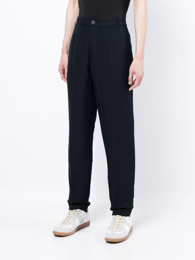 Shop Armani Exchange High-rise Tapered Trousers In Blau