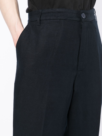 Shop Armani Exchange High-rise Tapered Trousers In Blau