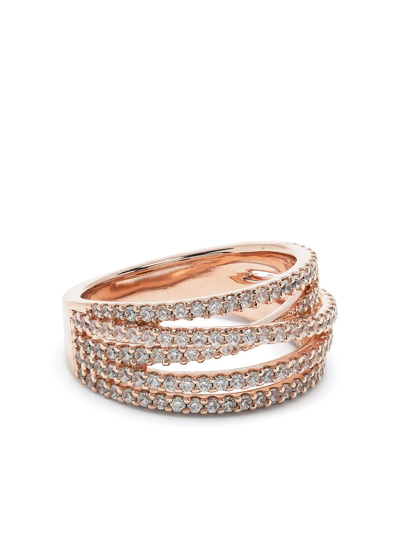 Shop Apm Monaco Multi-band Crystal Ring In Rosa