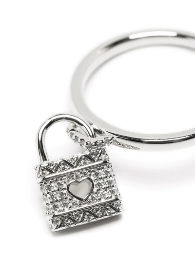 爱心挂锁吊饰戒指