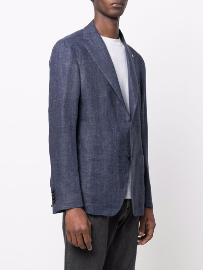 Shop Tagliatore Single-breasted Denim Blazer In Blau