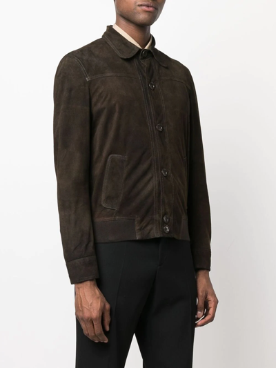 Shop Salvatore Santoro Buttoned-up Suede Shirt Jacket In Braun