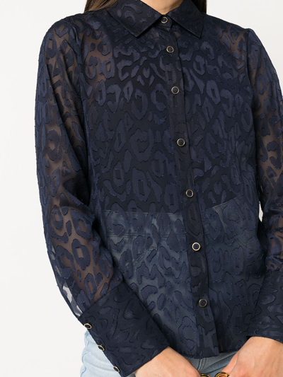 Shop Milly Leopard-jacquard Shirt In Blau