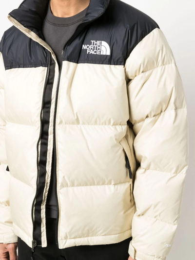 Shop The North Face Panelled Logo Puffer Jacket In Nude