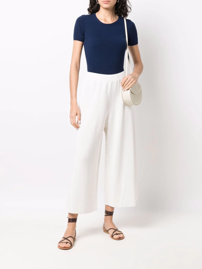 Malo Fine-knit Culottes In Weiss